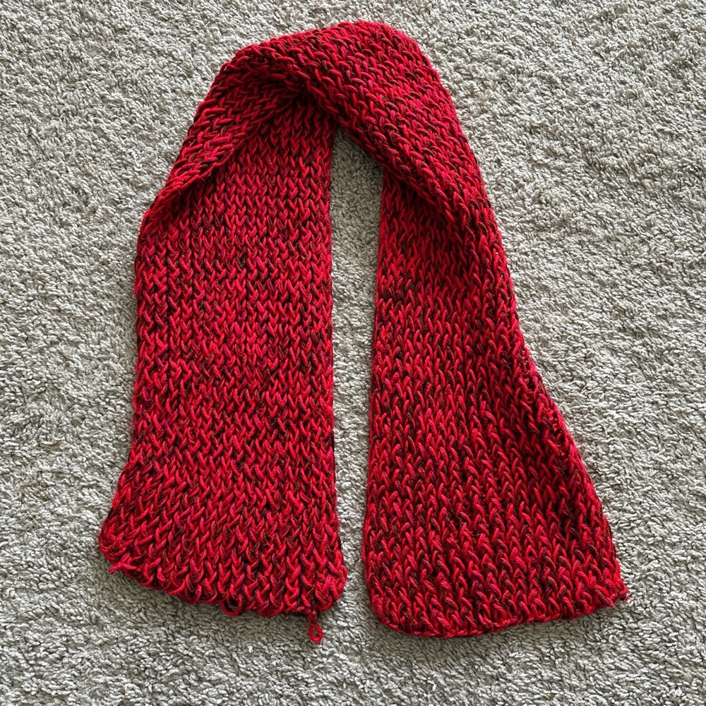 Chunky Red Knit Scarf